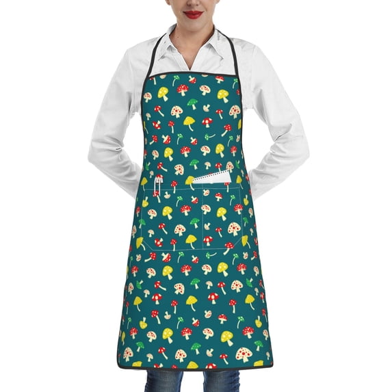 Rocae Mushrooms for Kitchen Aprons for Women Adjustable Cooking Kitchen Chef Apron for Men with Pockets