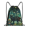 thumbnail image 1 of Rocae Mystical Black Cat Fireflies for Gym Bag Drawstring Bags Gym Backpack for Gym, Travel, Sports, Swimming, Beach-Medium, 1 of 6