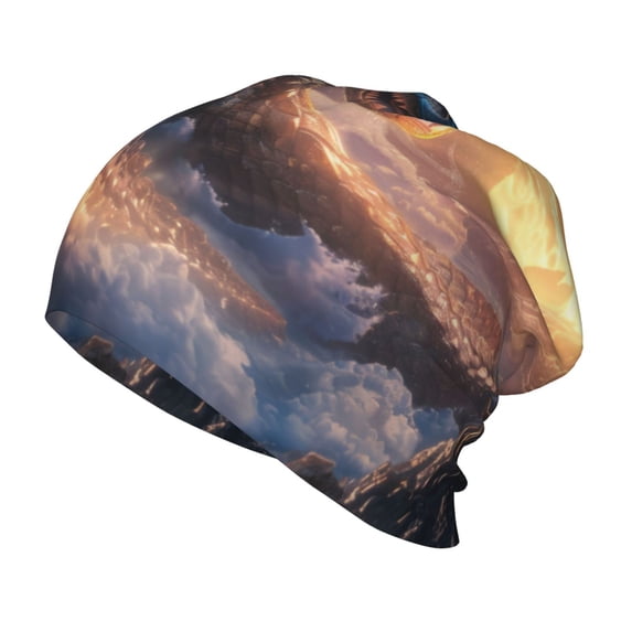 Rocae Mythical Serpent Mountain Sunrise for Kids Winter Beanies Weather Hats Boys Girls