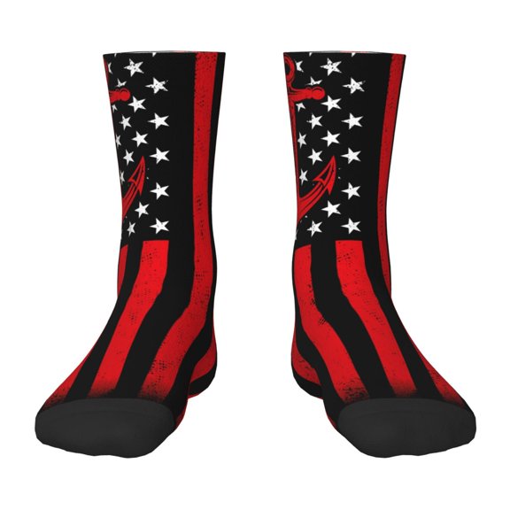 Rocae Nautical American Flag for Girls Boys Crew Socks,Children's Socks, Kids Socks, Toddler Socks: Daily Wear with Kids School Uniform