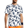thumbnail image 1 of Rocae Navy Blue Anchors for Men's Mesh Quick-Dry Short Sleeve Workout T-Shirt,Mens Crew Neck Tee Lightweight Soft Classic T Shirts Large, 1 of 9