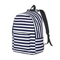 thumbnail image 1 of Rocae Navy Blue And White Stripes for Durable Canvas Backpack Leisure Large Bag Travel Rucksack Multi-function Backpack Small, 1 of 8
