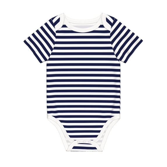 Rocae Navy Blue And White Stripes for Baby Climbing Clothes Soft Baby Romper for Active Infants Comfortable and Breathable Crawling Jumpsuit Unisex Baby Outfit