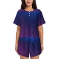 thumbnail image 1 of Rocae Neon Glitter for Two Piece Sleepwear Pajamas Sets for Women Soft Short-Sleeved Pjs with Lounge Shorts -Large, 1 of 6