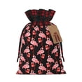 thumbnail image 1 of Rocae New Year Flamingo Print Christmas Drawstring Linen Gift Bag with Drawstrings Treat Bag Goody Present Bags for Christmas Party Favor, 1 of 8