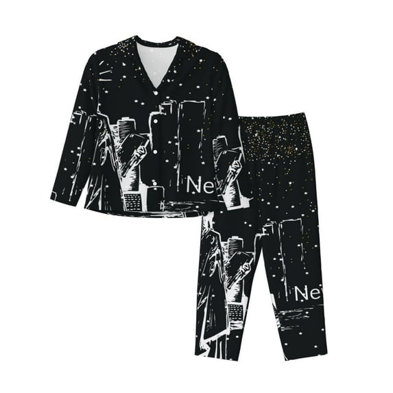 Rocae New York City1 for Pajamas for Women Set Lounge Sets Women's Long-Sleeved Pj Set -Small