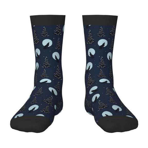 Rocae Night Forest Wolf for Girls Boys Crew Socks,Children's Socks, Kids Socks, Toddler Socks: Daily Wear with Kids School Uniform