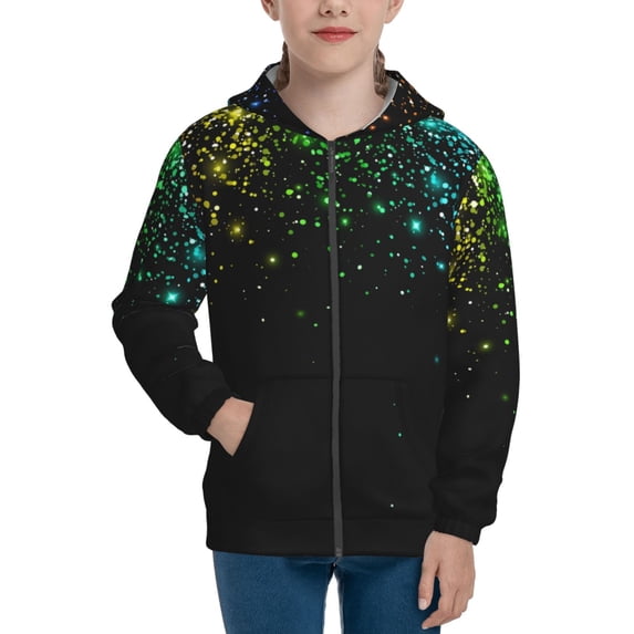 Rocae Night Rainbow Sparkles for Zip Up Hoodies for Teen Sweatshirt with Hood-Small