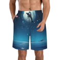 thumbnail image 1 of Rocae Night Sky Moon Dolphin for Men's Beach Shorts Casual Elastic Waist Drawstring Summer Beach Shorts,S-3XL-Medium, 1 of 6