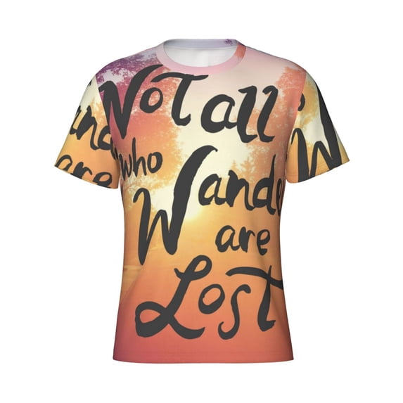 Rocae Not All Who Wander Are Lost for Men's Moisture-Wicking Crew Tee - T-Shirt for Sports, Outdoor Activities, and Casual WearLarge