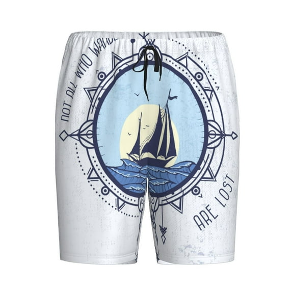 Rocae Not All Who Wander Are Lost2 for Men's Soft Sleep Pajama Shorts, Waistband and Pockets