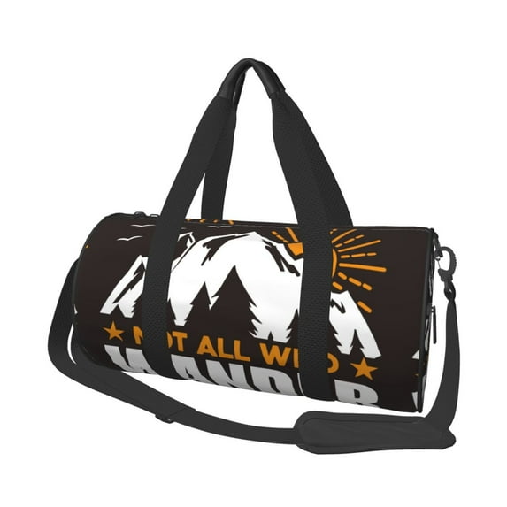 Rocae Not All Who Wander Are Lost4 Print Round Travel Duffel Bag and Fitness Bag, Women's Waterproof Weekend Tote, Men's Travel and Fitness Essentials