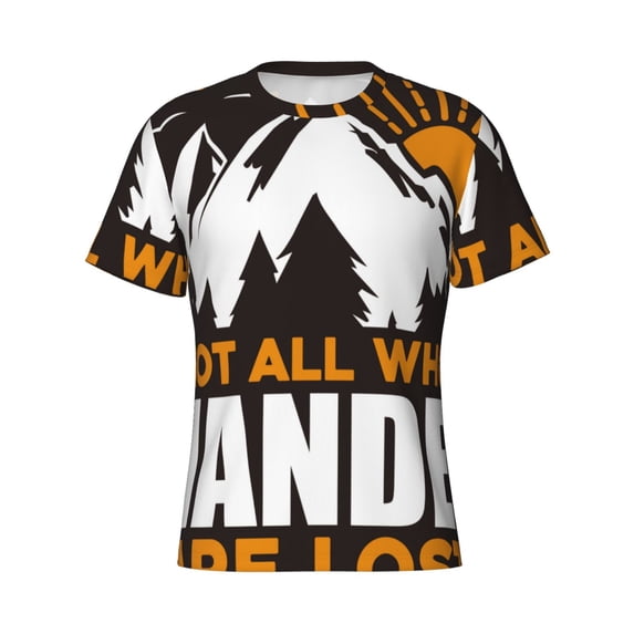Rocae Not All Who Wander Are Lost4 for Men's Moisture-Wicking Crew Tee - T-Shirt for Sports, Outdoor Activities, and Casual WearSmall
