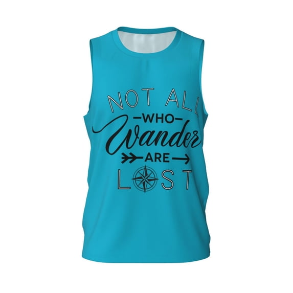 Rocae Not All Who Wander Design for Men's Basketball Jersey Lightweight and Breathable Athletic Tank Top,Quick-Drying Sports Jersey 4X-Large