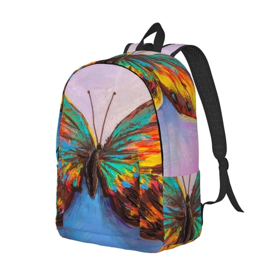 Rocae Oil Painting Beautiful Butterfly for Durable Canvas Backpack Leisure Large Bag Travel Rucksack Multi-function Backpack Medium
