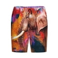 thumbnail image 1 of Rocae Oil Paintings of Elephants for Men's Soft Sleep Pajama Shorts, Waistband and Pockets, 1 of 9