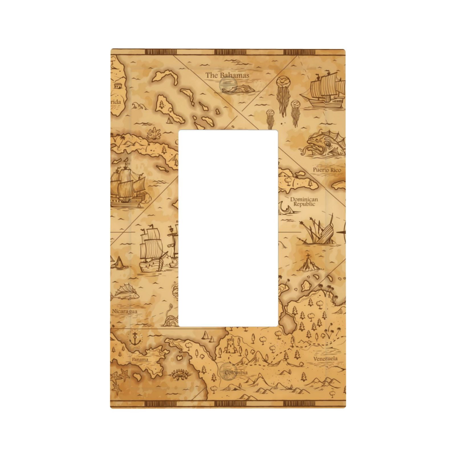Rocae Old Vintage Map Of Sea for Decorator Light Switch or Receptacle ...