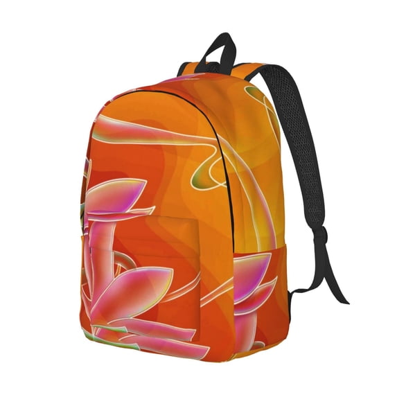 Rocae Orange Flower Psychedelic for Durable Canvas Backpack Leisure Large Bag Travel Rucksack Multi-function Backpack Medium