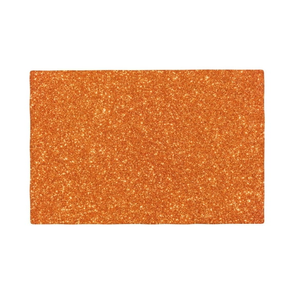 Rocae Orange Glitter Printed Heat Resistant Place Mats,Classic Hemstitch Cloth Fabric Placemats Imitation Linen Place Mat Table Mats 18x12 inch