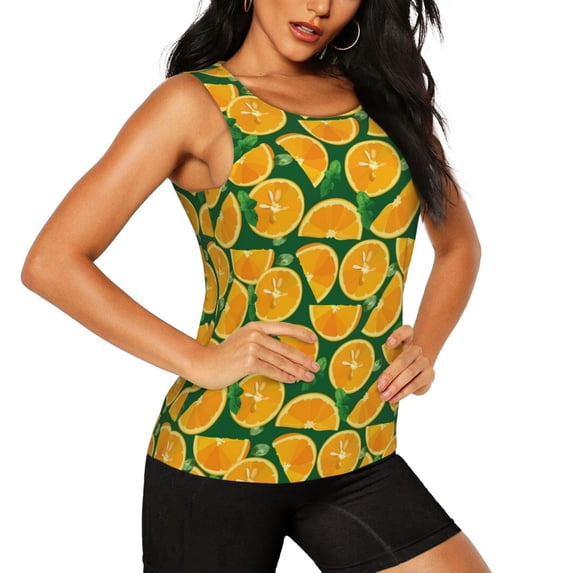 Rocae Orange Lemon for Women's Workout Tank Top Lightweight Sleeveless Fit Tops- Moisture-Wicking, BreathableMedium