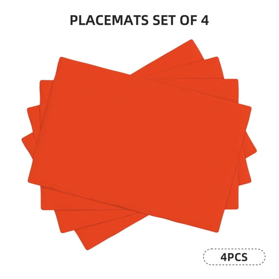 Rocae Orange Printed Heat Resistant Place Mats,Classic Hemstitch Cloth Fabric Placemats Imitation Linen Place Mat Table Mats 18x12 inch