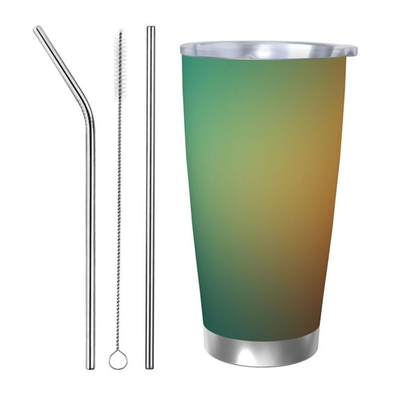 Rocae Orange To Teal Gradient for 20 Ounces Stainless Steel Insulted Tumbler Car Cup Drink Mug Inspirational Graduate Present-Straw Three-piece Set