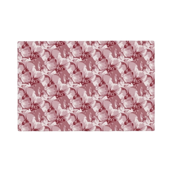 Rocae Orchids Flowers Printed Heat Resistant Place Mats,Classic Hemstitch Cloth Fabric Placemats Imitation Linen Place Mat Table Mats 18x12 inch