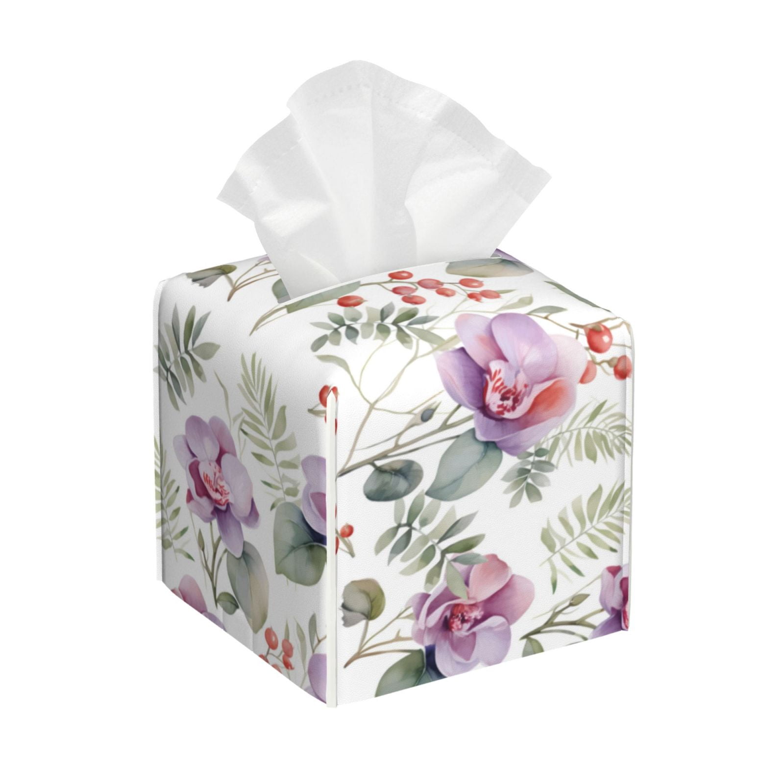 Pretty Tissue Box Rocae Orchids Flowers for High-grade Leather Tissue Box, Exquisite ...