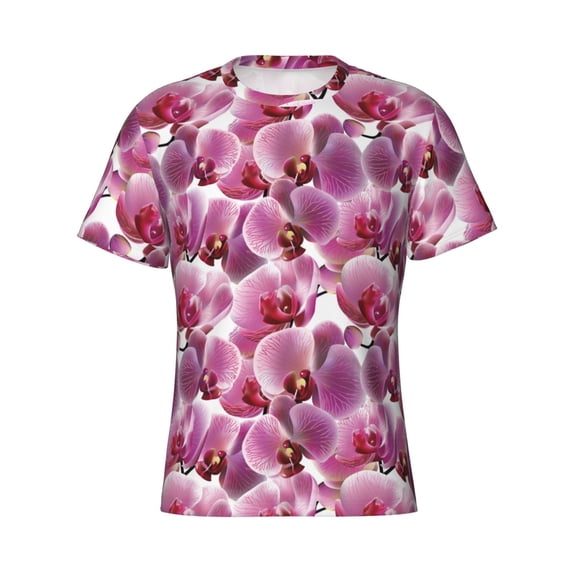 Rocae Orchids Flowers for Men's Moisture-Wicking Crew Tee - T-Shirt for Sports, Outdoor Activities, and Casual WearLarge