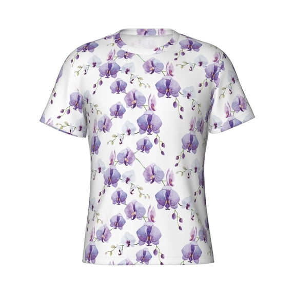 Rocae Orchids Flowers for Men's Moisture-Wicking Crew Tee - T-Shirt for Sports, Outdoor Activities, and Casual WearSmall