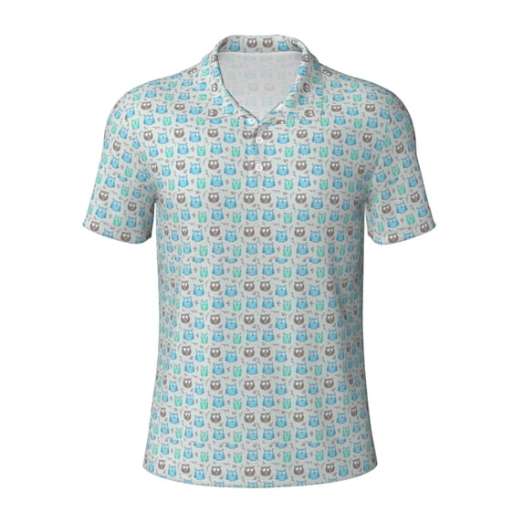 Rocae Owl for Men's Short Sleeve Polo Shirt, Quick Drying Performance Moisture Wicking Sports Men's Golf Shirt