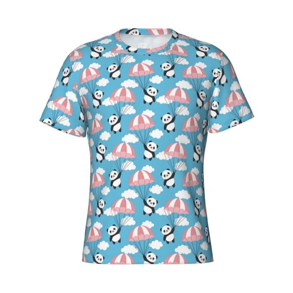 Rocae Panda Flying in the Sky for Men's Moisture-Wicking Crew Tee - T-Shirt for Sports, Outdoor Activities, and Casual WearX-Large