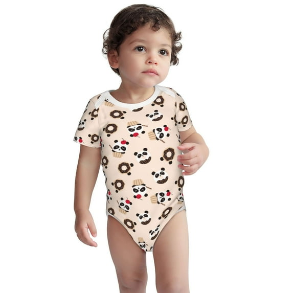 Rocae Panda Ice Creams Donuts for Baby Cotton Short-Sleeve Bodysuits for Unisex Onesies Bodysuit-12 Months