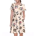 thumbnail image 1 of Rocae Panda Ice Creams Donuts for Dresses Summer Casual Ruffle Short Sleeve Cute Crew Neck Flowy Dress with Pockets, 1 of 6