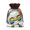 thumbnail image 1 of Rocae Panda with Sun glasses Print Christmas Drawstring Linen Gift Bag with Drawstrings Treat Bag Goody Present Bags for Christmas Party Favor, 1 of 8