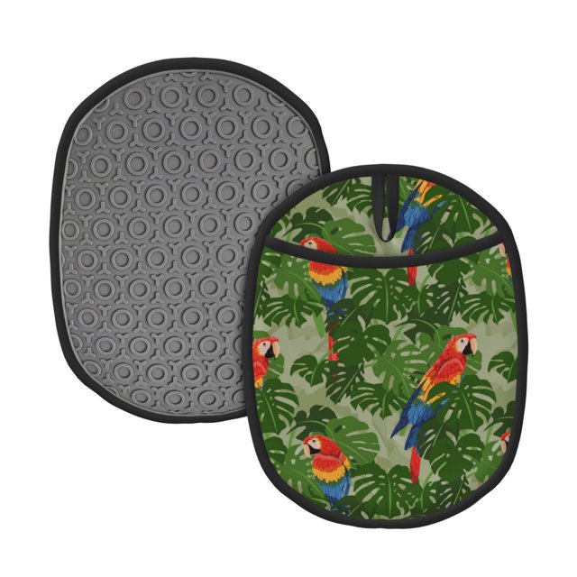 Rocae Parrots And Tropical Leaves for Silicone Pot Holders, Oven Mitts