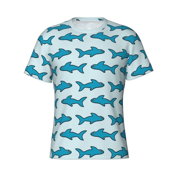 Rocae Party Shark Cute for Men's Moisture-Wicking Crew Tee - T-Shirt for Sports, Outdoor Activities, and Casual WearLarge
