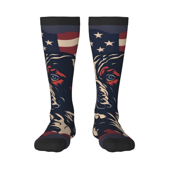 Rocae Patriotic Bulldog Art for Novelty Casual compression Socks For Women Men Contrast Color Stockings