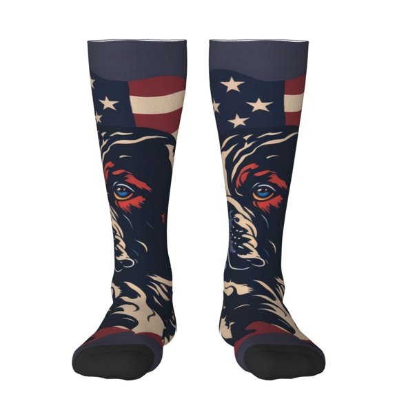 Rocae Patriotic Bulldog Art for Novelty Casual compression Socks For Women Men Contrast Color Stockings