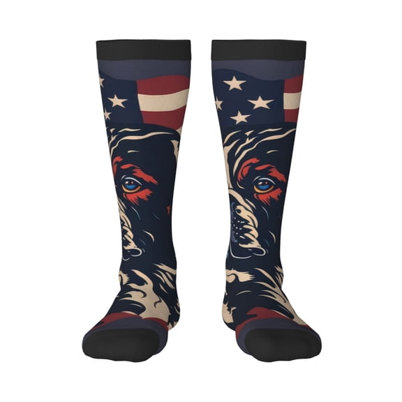 Rocae Patriotic Bulldog Art for Novelty Casual compression Socks For Women Men Contrast Color Stockings