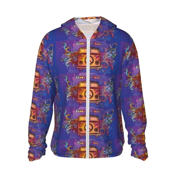 Rocae Peace And Love Print Breathable Sun Protection Hoodie Quick-Dry Lightweight Long Sleeve Hoodie Unisex Running Sports Shirt