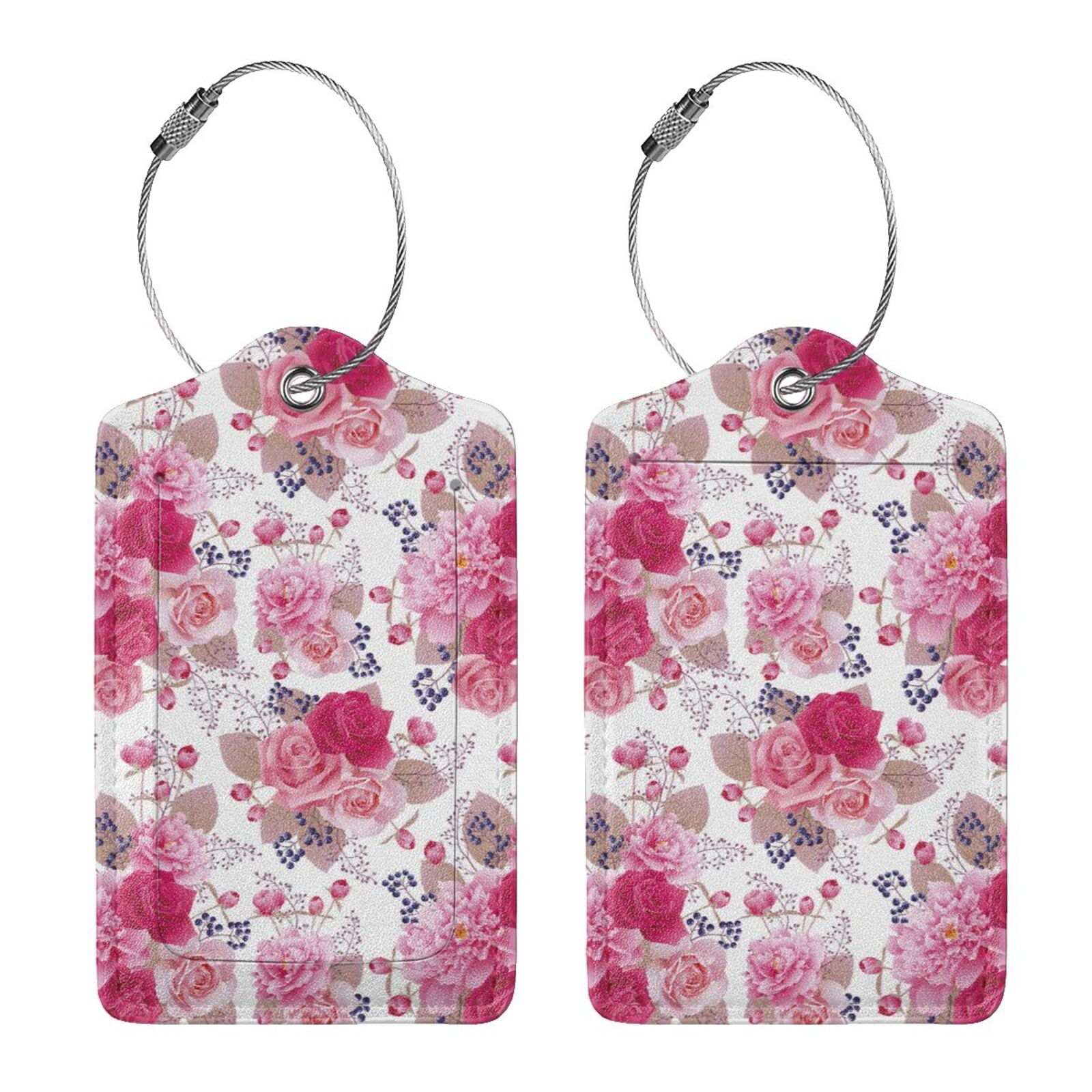 Rocae Peonies And Roses for Leather Luggage Baggage Tags ID Label ...