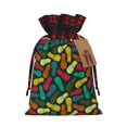 thumbnail image 1 of Rocae Pineapple Fruit Colorful Print Christmas Drawstring Linen Gift Bag with Drawstrings Treat Bag Goody Present Bags for Christmas Party Favor, 1 of 8