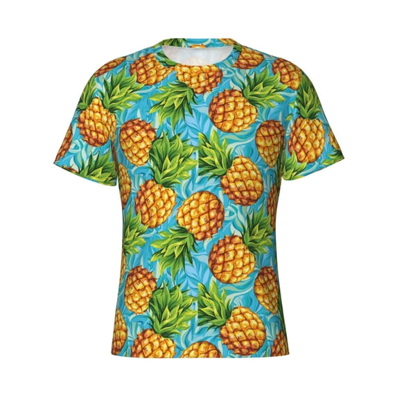 Rocae Pineapple for Men's Moisture-Wicking Crew Tee - T-Shirt for Sports, Outdoor Activities, and Casual WearMedium