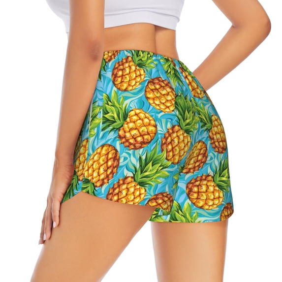Rocae Pineapple for Women's Athletic Shorts Quick Dry Workout Hiking Shorts With Pockets for Running, Yoga, Gym, Sports X-Large