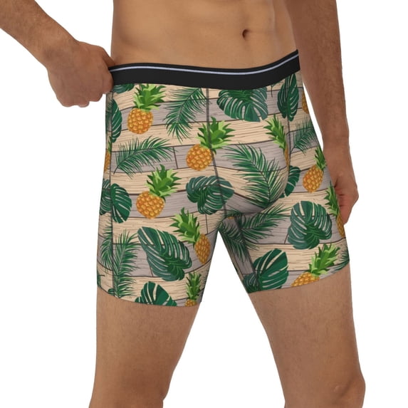 Rocae Pineapples Palm Leaves for Stretch Moisture-Wicking Underwear,Men's Underwear Boxer Briefs Medium