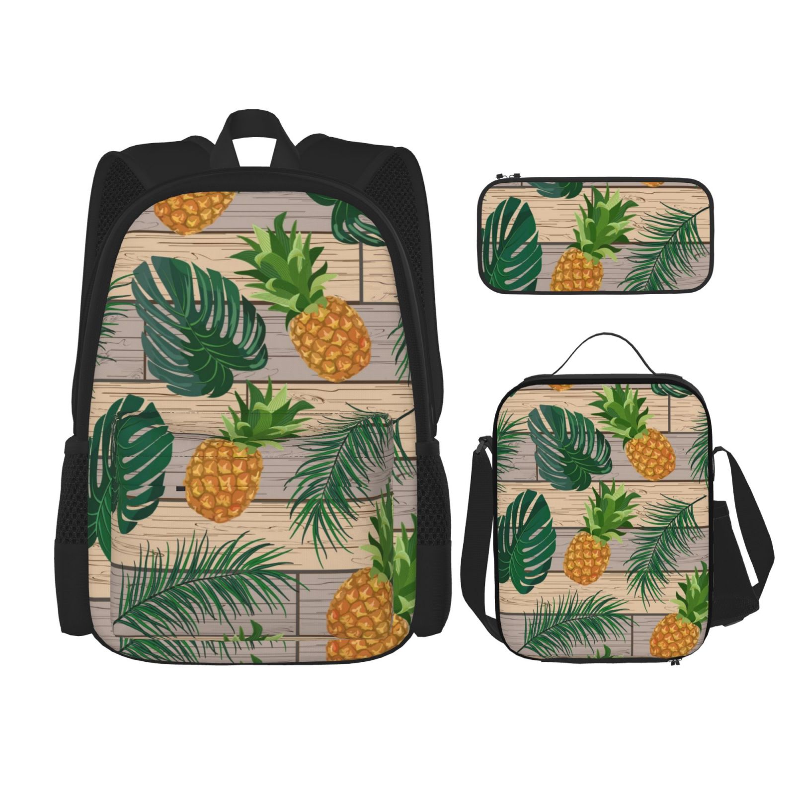 Rocae Pineapples Palm Leaves print Adjustable shoulder strap backpack