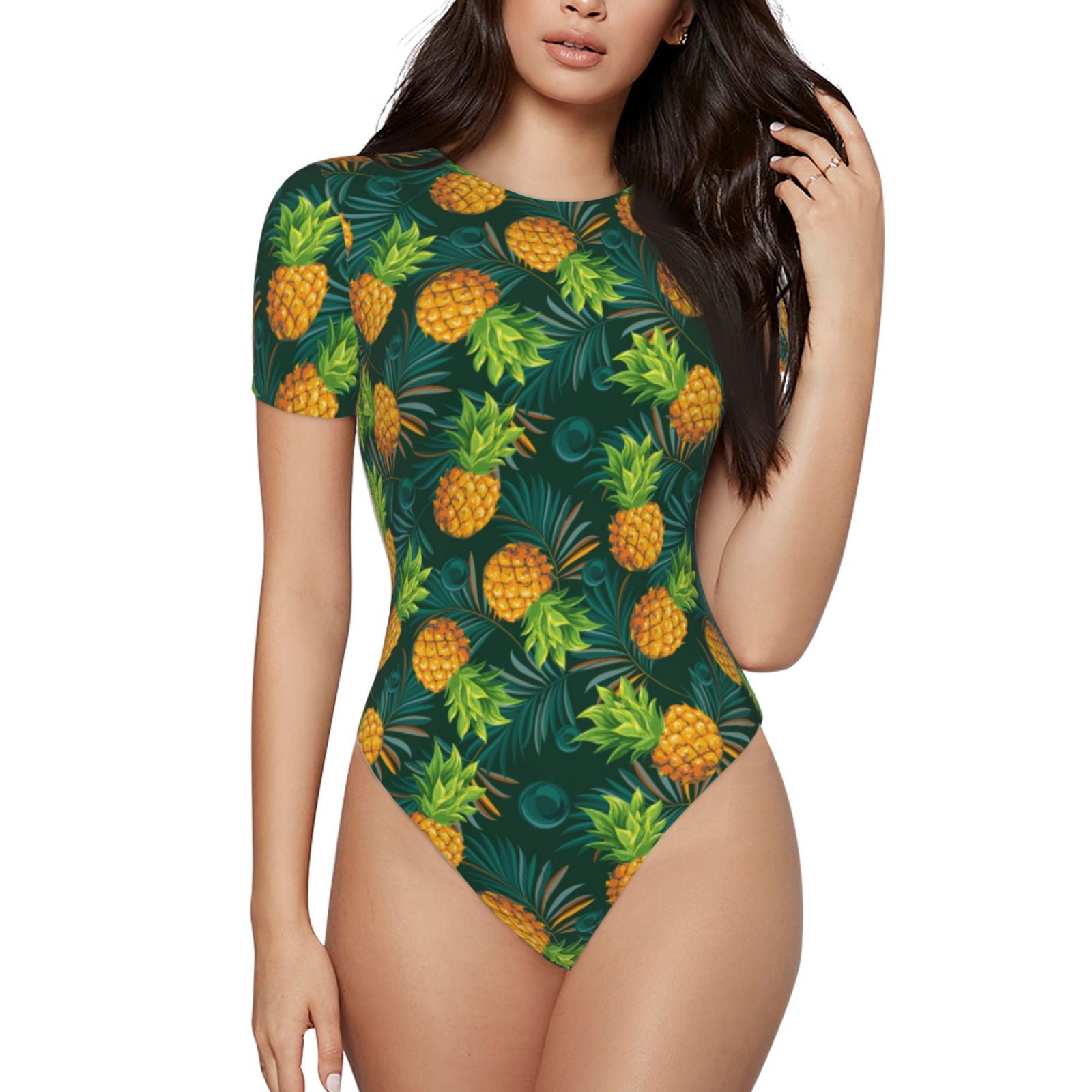 3-Pack Women's Round Neck Short Sleeve Bodysuits - 95% Cotton 5% Spandex, Snap Closure, Basic Tops Or Layering Piece