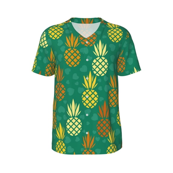 Rocae Pineapples1 for Breathable Men's Baseball T-Shirt Fashionable Casual Baseball Jersey, Moisture-wicking Sportswear XX-Large