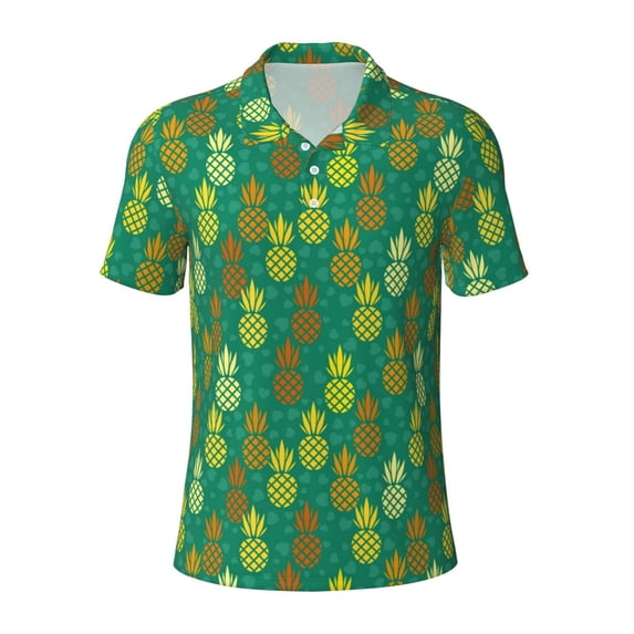 Rocae Pineapples1 for Men's Short Sleeve Polo Shirt, Quick Drying Performance Moisture Wicking Sports Men's Golf Shirt XX-Large